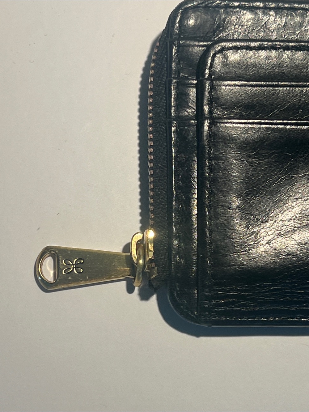 HOBO Black Leather Zip Wallet with Gold Hardware Key Holder Soft Genuine Leather - Picture 9 of 16
